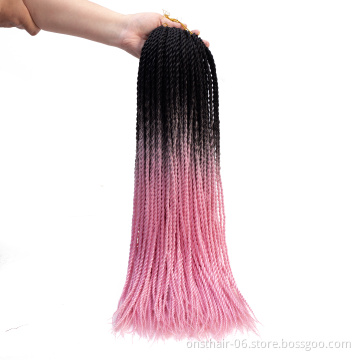 MYZYR Crochet Hair Ombre Senegalese Twist Synthetic Crotchet Braid 20inch 20 Roots Braiding Meche Extensions Twists Braids